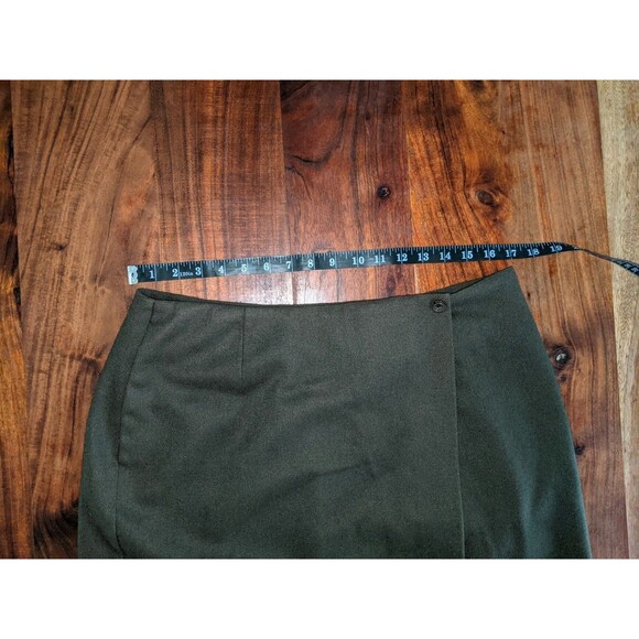 Michele VINTAGE 100% Wool Skirt Sz L Solid Lined Army Green Classic Office VTG - Picture 8 of 12